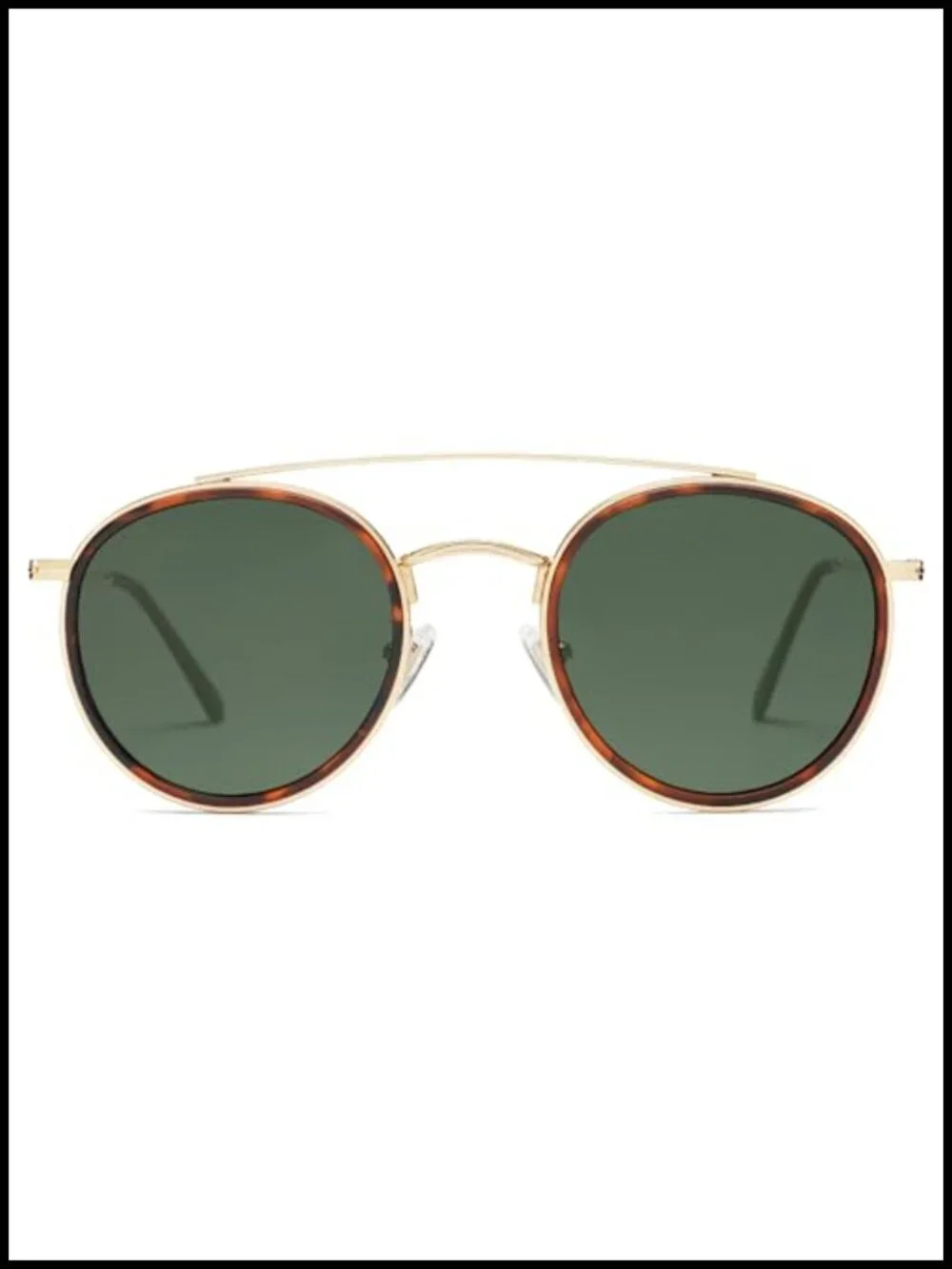 Retro Vintage Round Polarized Sunglasses Double Bridge Circle Sunnies
